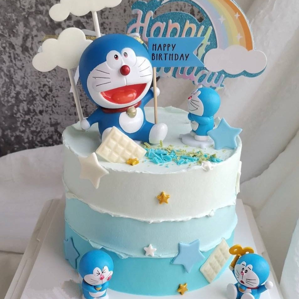 Ombre Blue Doraemon Cake | Customised Cartoon Cake in Singapore –  Honeypeachsg Bakery
